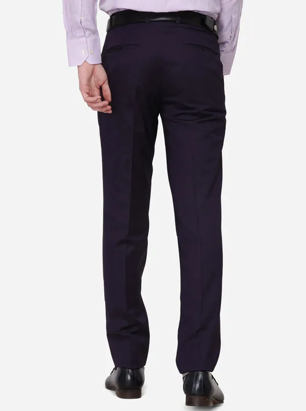 Dark Purple Solid Slim Fit Formal Trouser | JB Studio