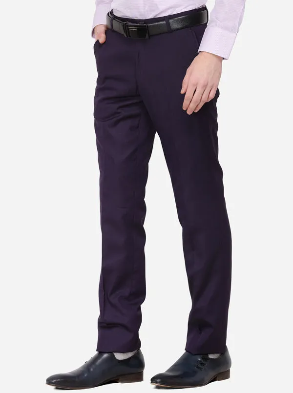 Dark Purple Solid Slim Fit Formal Trouser | JB Studio