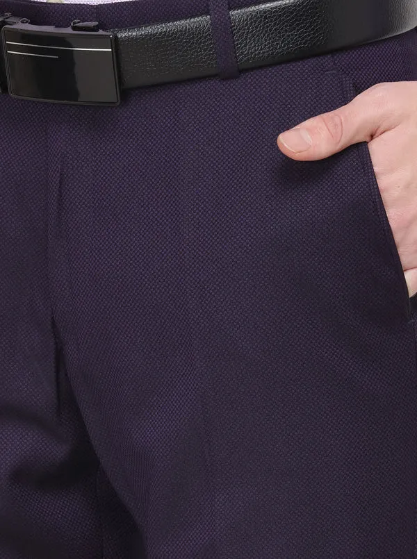 Dark Purple Solid Slim Fit Formal Trouser | JB Studio