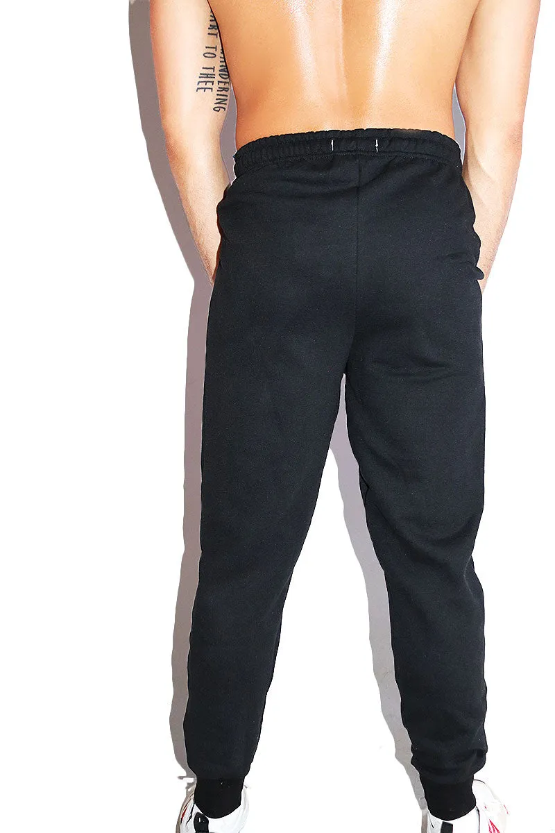 Dicked Down High Waist Sweatpants-Black