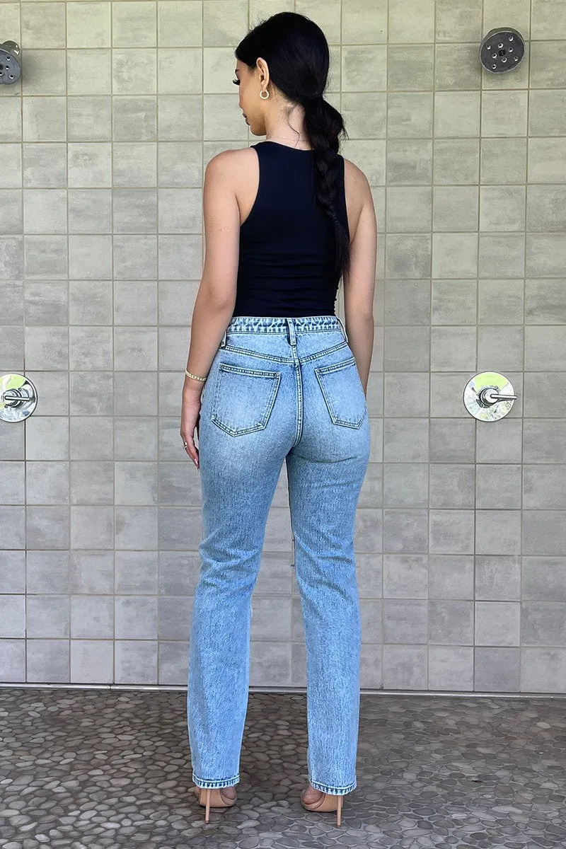 Distressed 90s Straight Leg Denim jeans