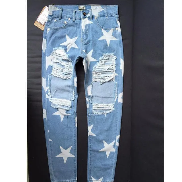 Five-pointed Star Ripped Jeans