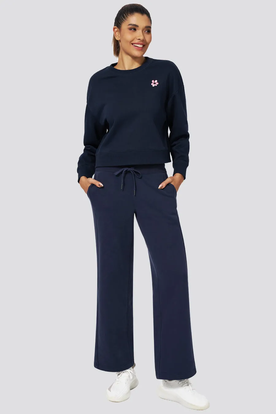 Fleece-Lined Sweatpants | Wide-Leg Casual Pants with Drawstrings and Pockets