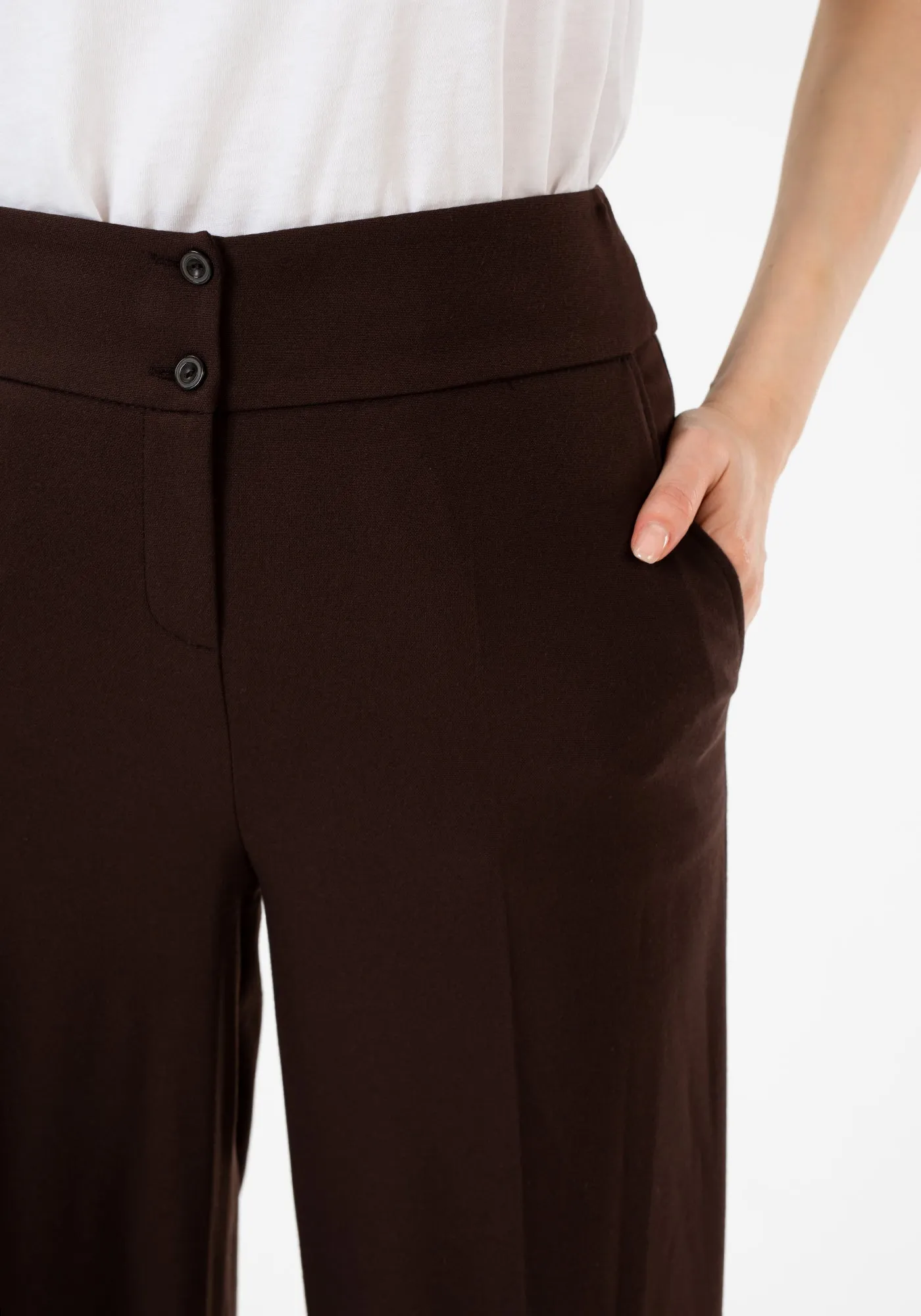 G-Line Brown Wide Leg Cropped Pants