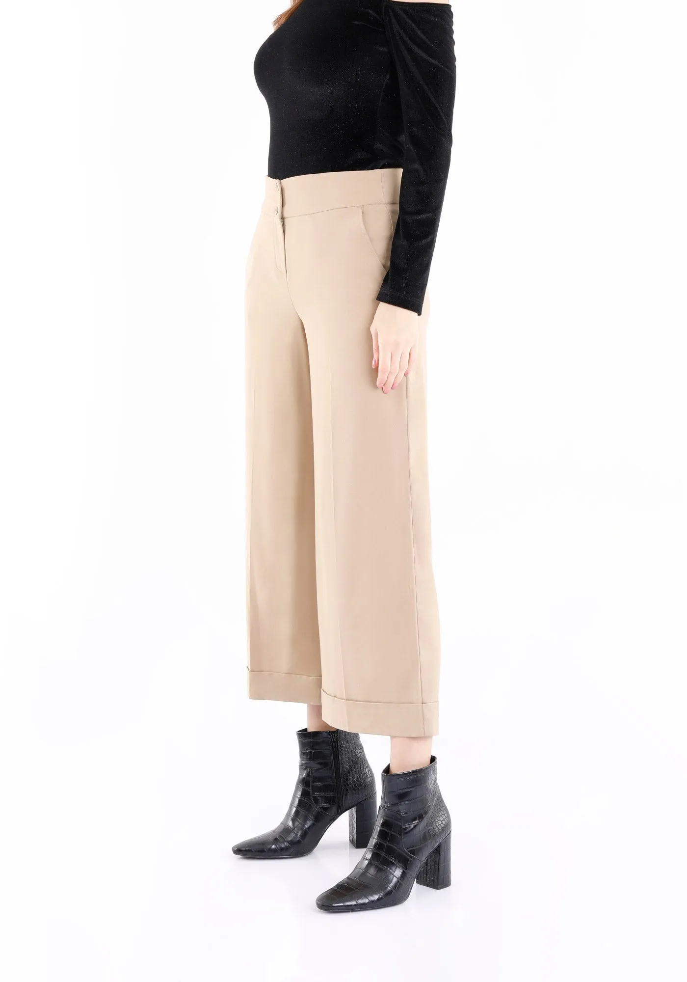 G-Line Camel Wide Leg Cropped Pants