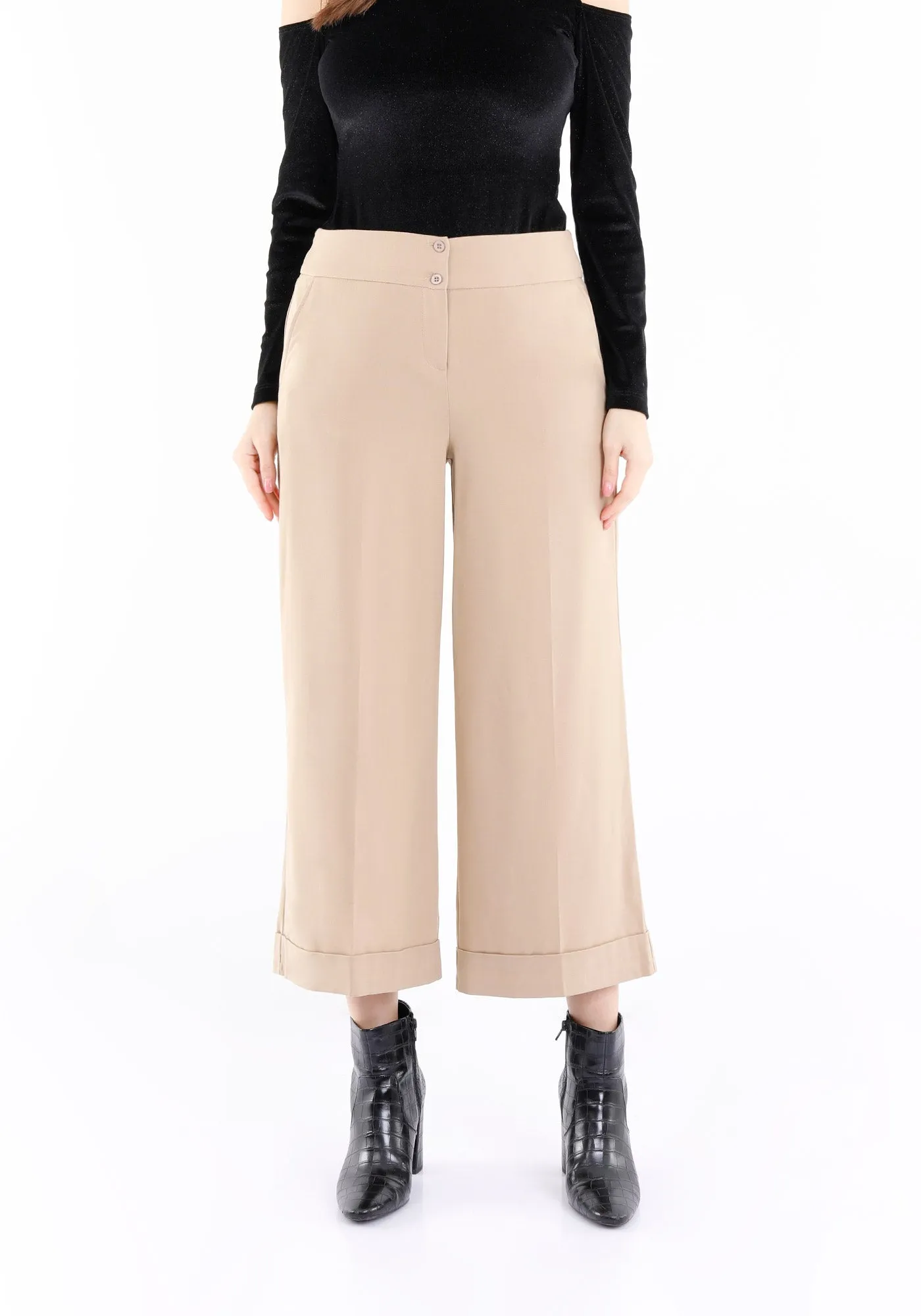 G-Line Camel Wide Leg Cropped Pants