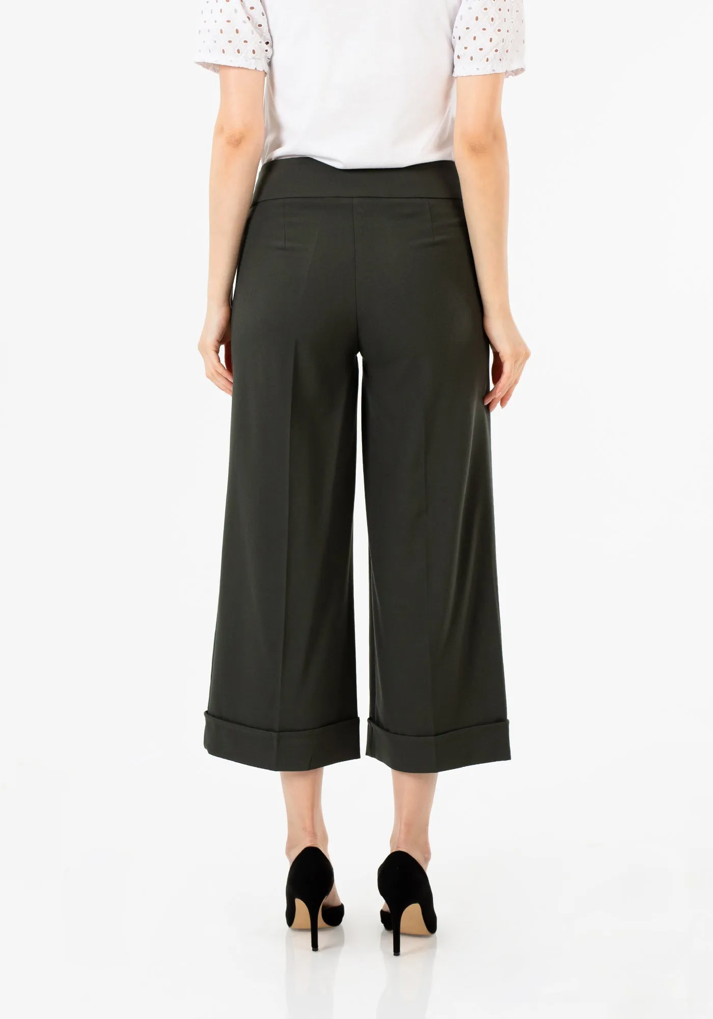 G-Line Khaki Wide Leg Cropped Pants