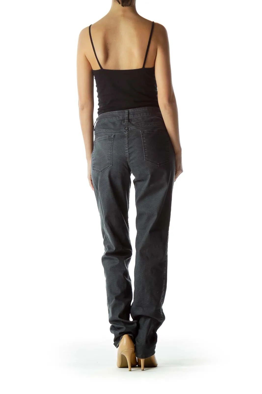 Gray Casual Straight-Leg Pants