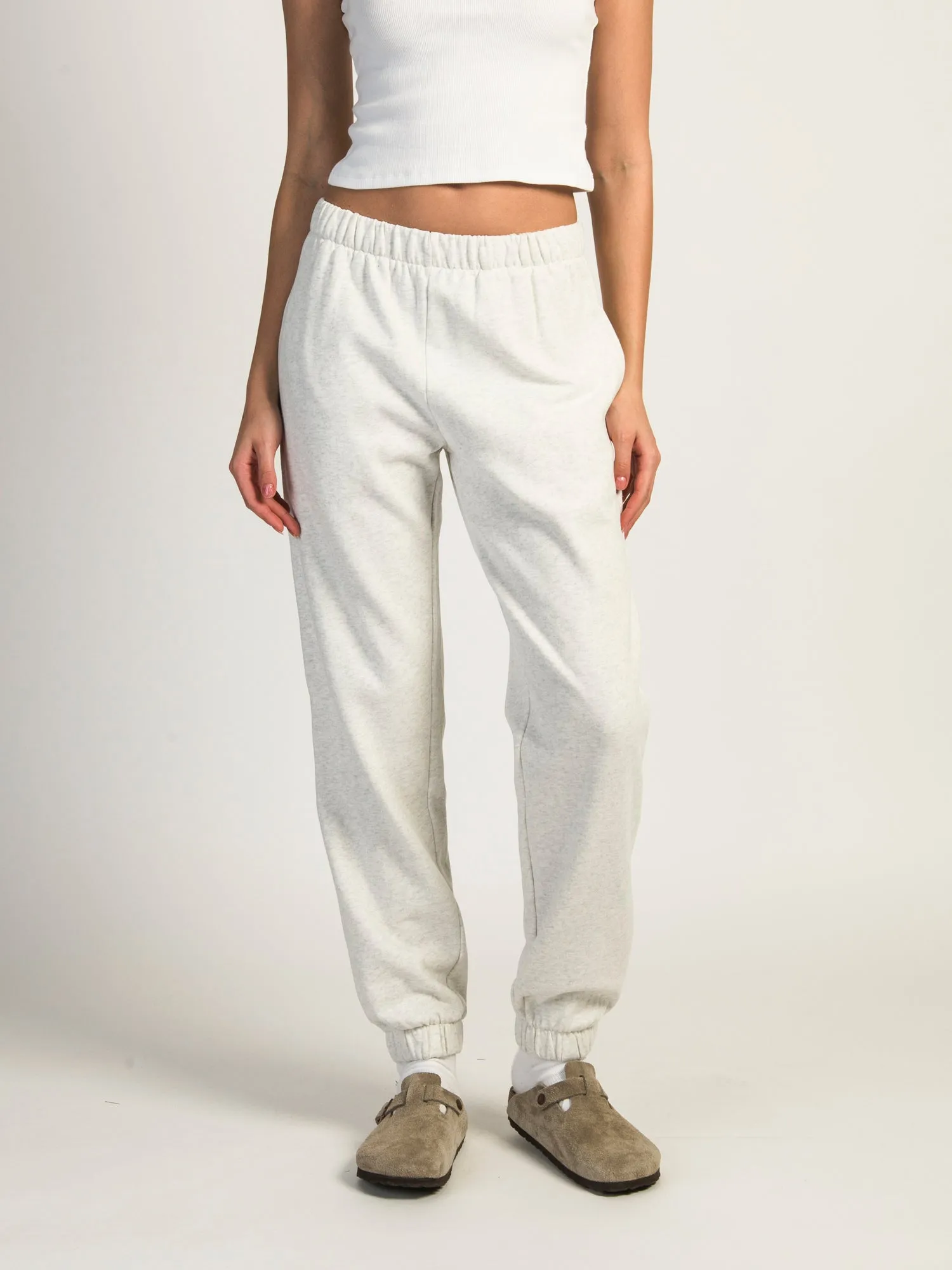 HARLOW JORDANA MELANGE SWEATPANT - HEATHER CLOUD WHITE