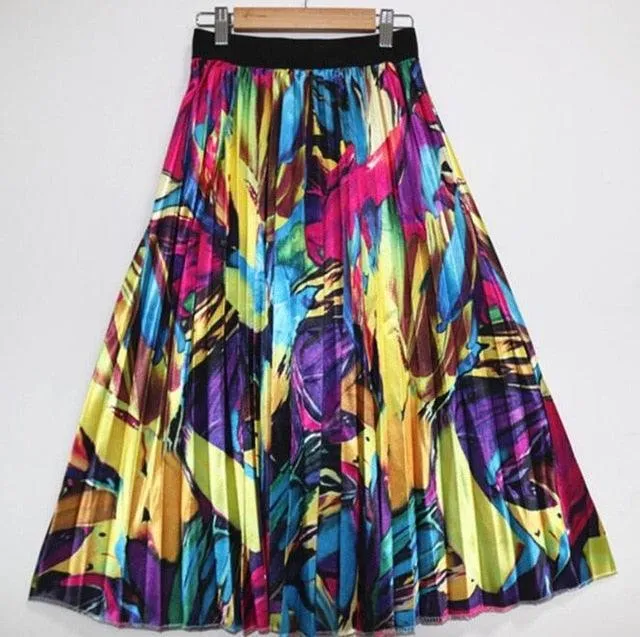 High Waist Elastic Blue Pink Skirt