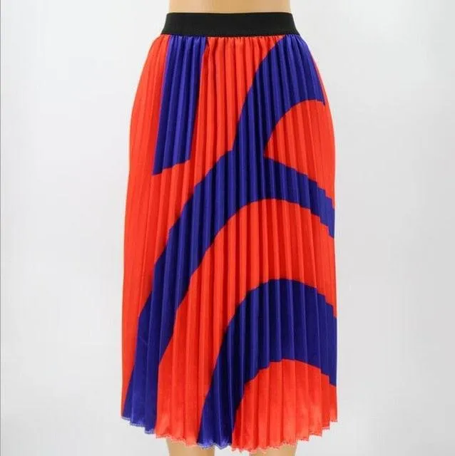 High Waist Elastic Blue Pink Skirt