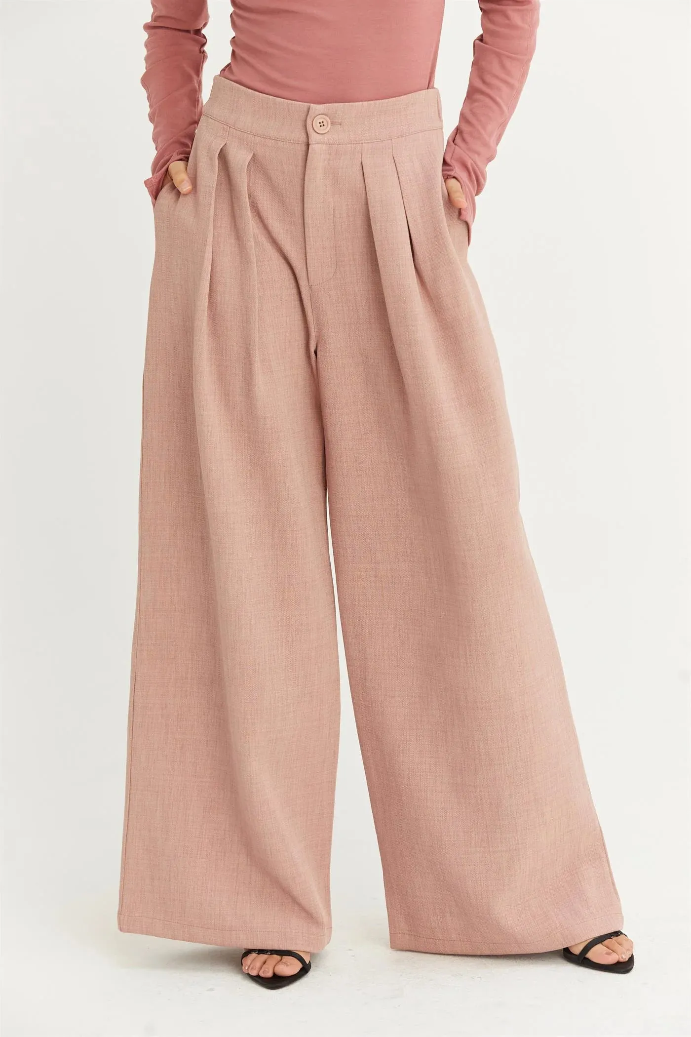 High-Waisted Trousers - Mauve