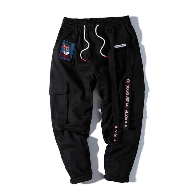 Hip Hop Sweat Pants Embroidery Japanese Style Trousers Sweatpants Streetwear Men Joggers Track Casual Cargo