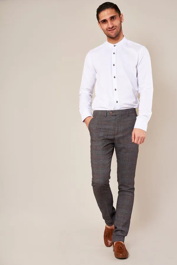 Jenson Grey Check Skinny Fit Trousers | Wedding Wear | Party Wear | Office Wear