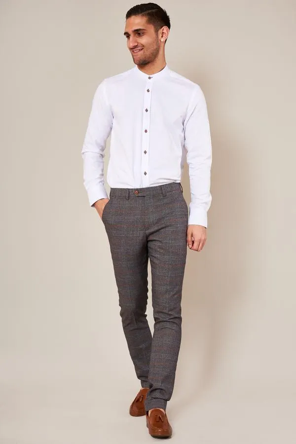 Jenson Grey Check Skinny Fit Trousers | Wedding Wear | Party Wear | Office Wear