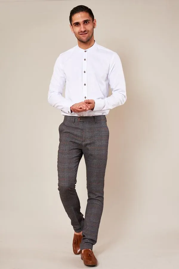 Jenson Grey Check Skinny Fit Trousers | Wedding Wear | Party Wear | Office Wear