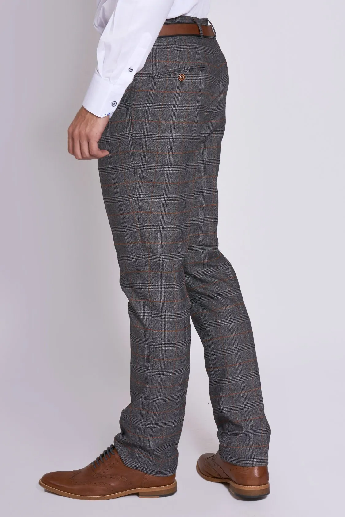 Jenson Grey Check Trousers | Wedding Wear | Party Wear | Office Wear