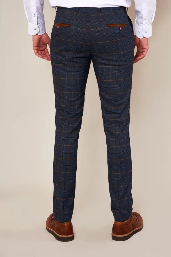 Jenson Navy Check Skinny Fit Trousers