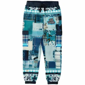 Laxshmi Denim Plaid Patchwork Print Eco-Poly Unisex Cargo Joggers