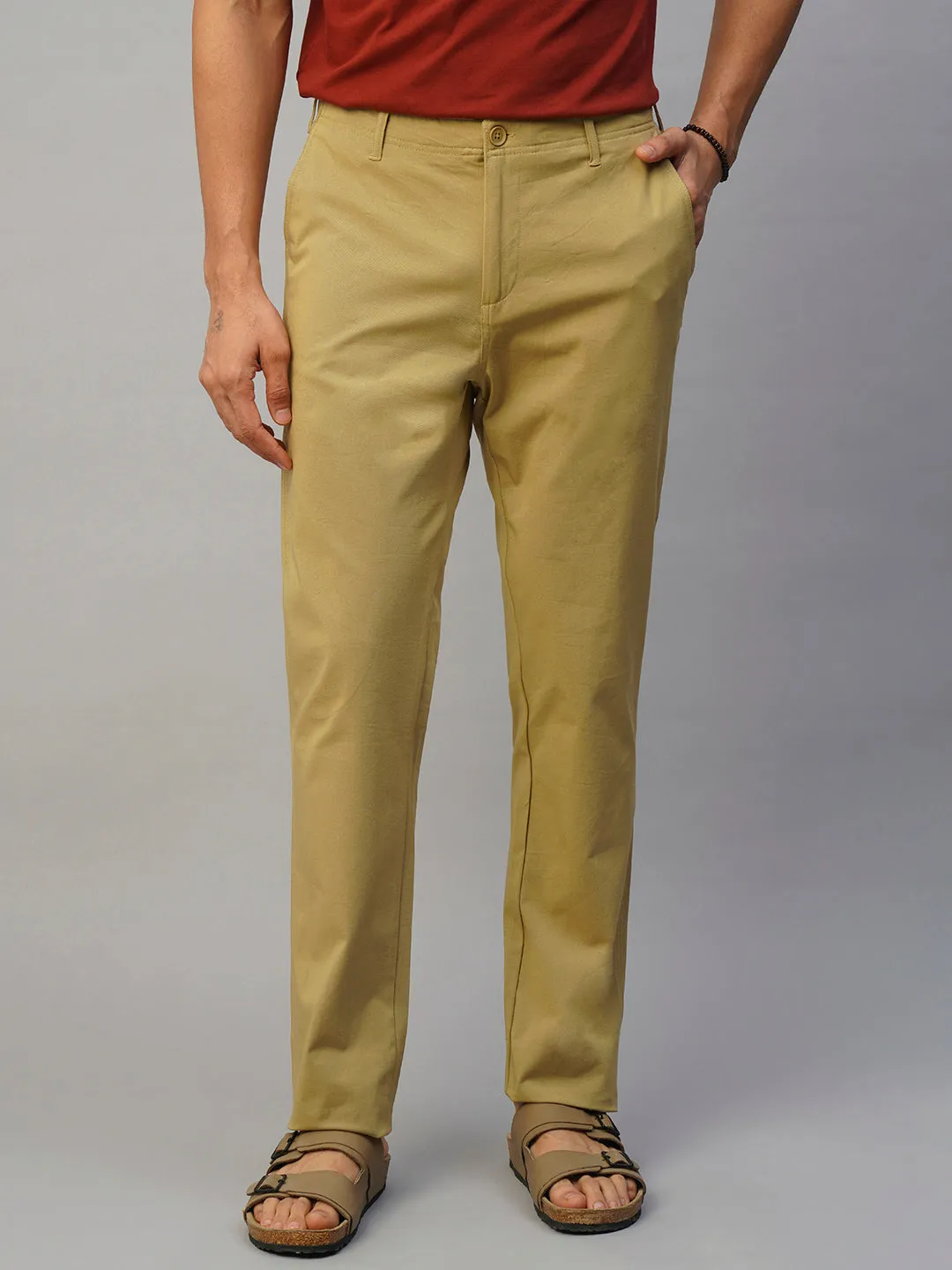 Men's 4 Way Stretch Khaki Slim Fit Pants