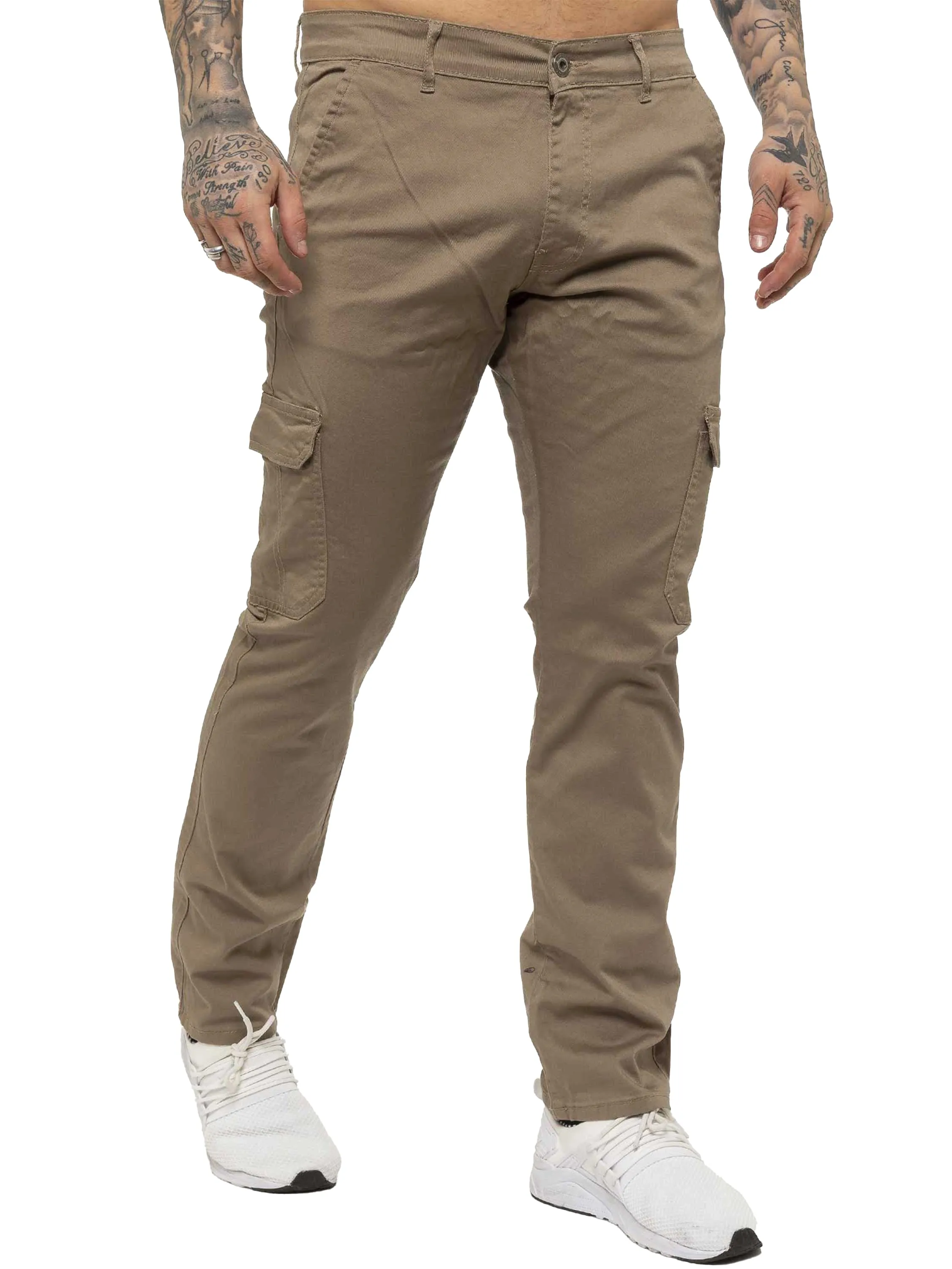 Mens Cargo Combat Slim Fit Trousers | Enzo Designer Menswear