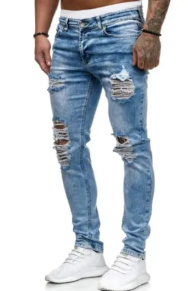 Men's Fashion Frayed Slim Fit Long Jeans