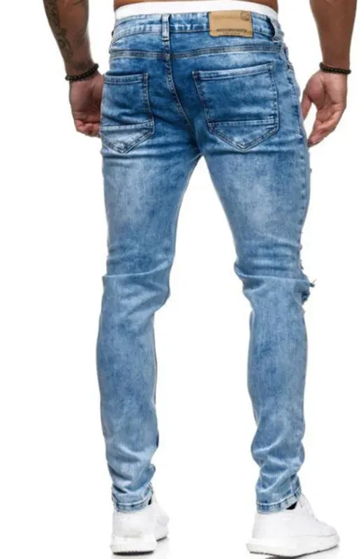 Men's Fashion Frayed Slim Fit Long Jeans