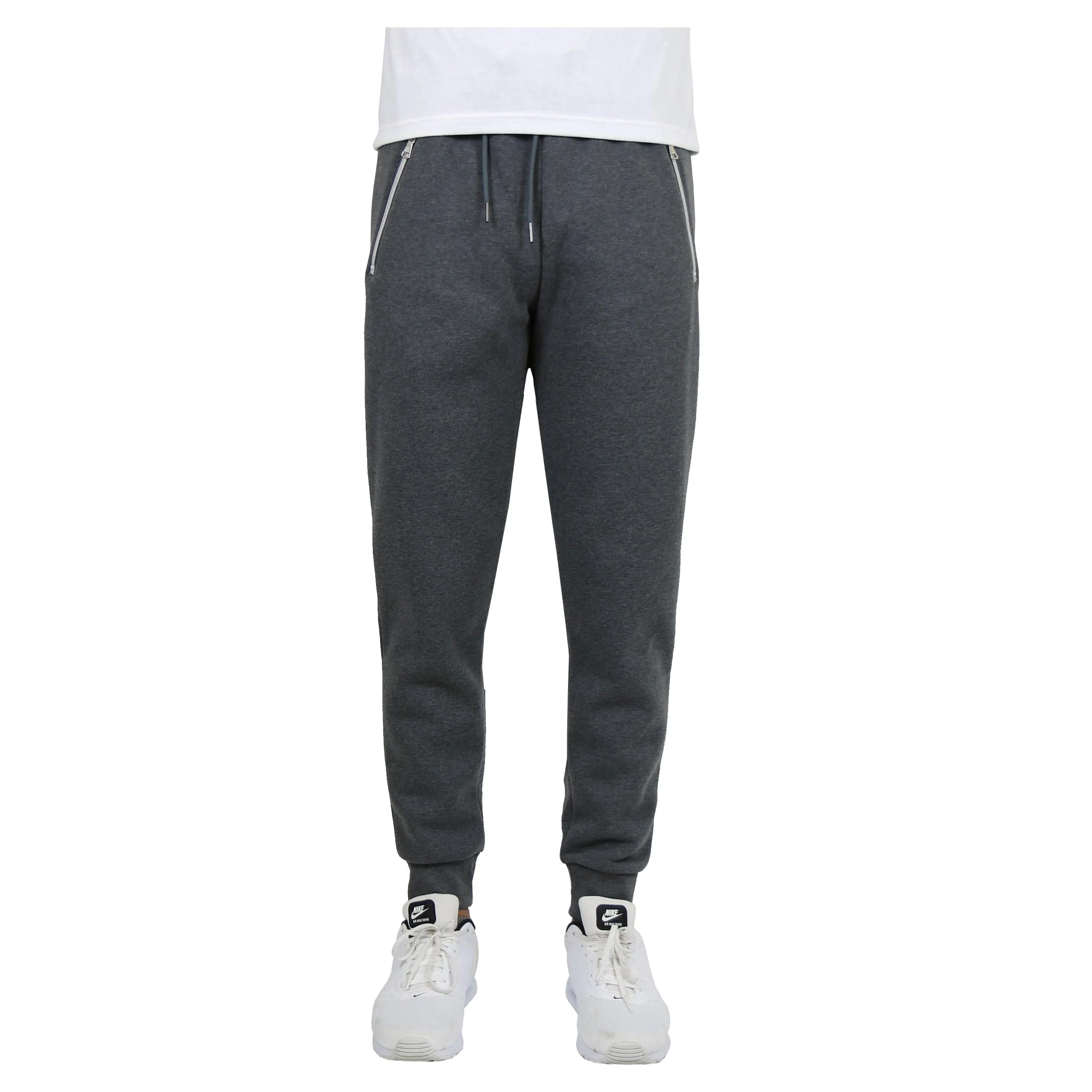 Men's Fleece Joggers with Contrast Zippers