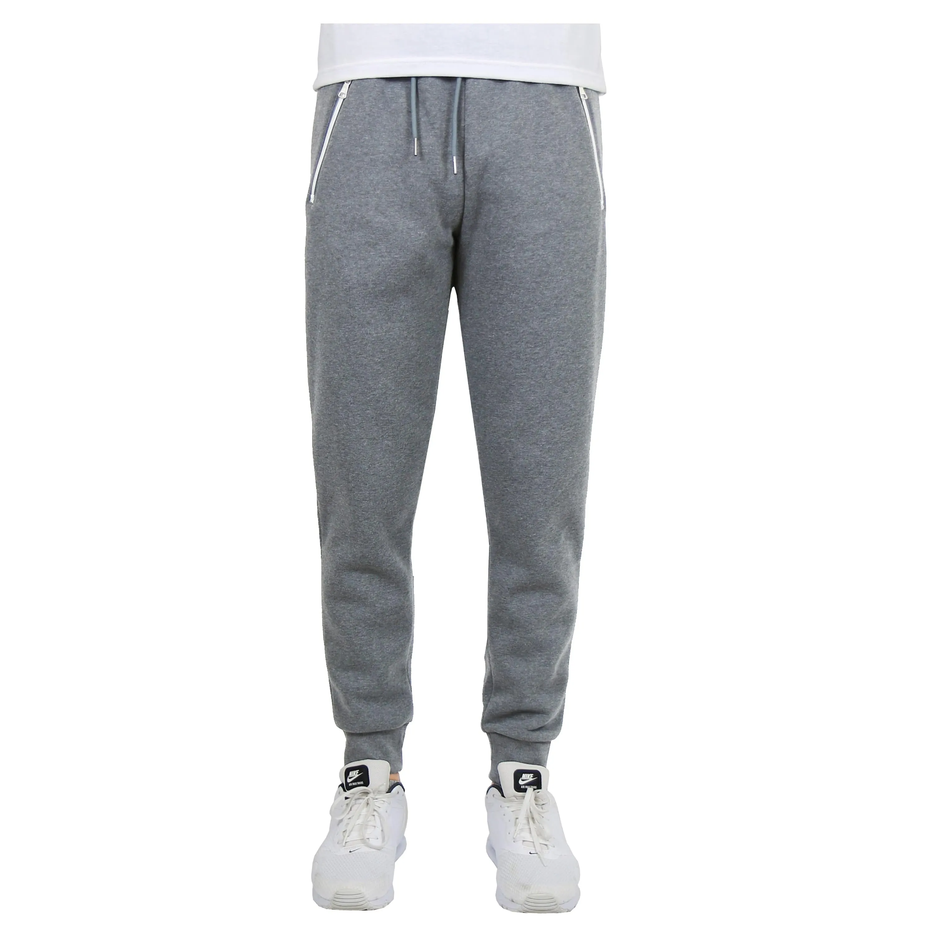 Men's Fleece Joggers with Contrast Zippers