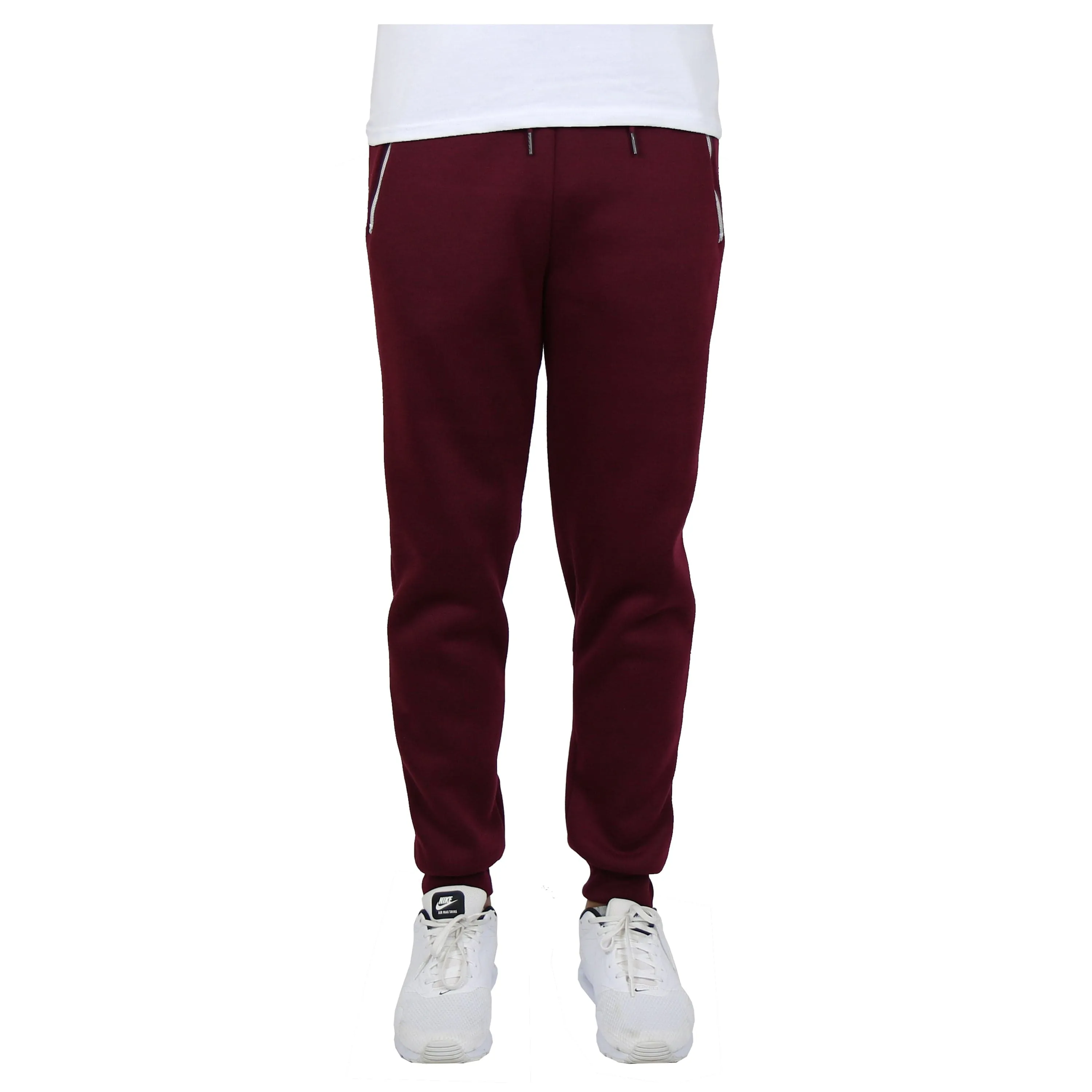 Men's Fleece Joggers with Contrast Zippers