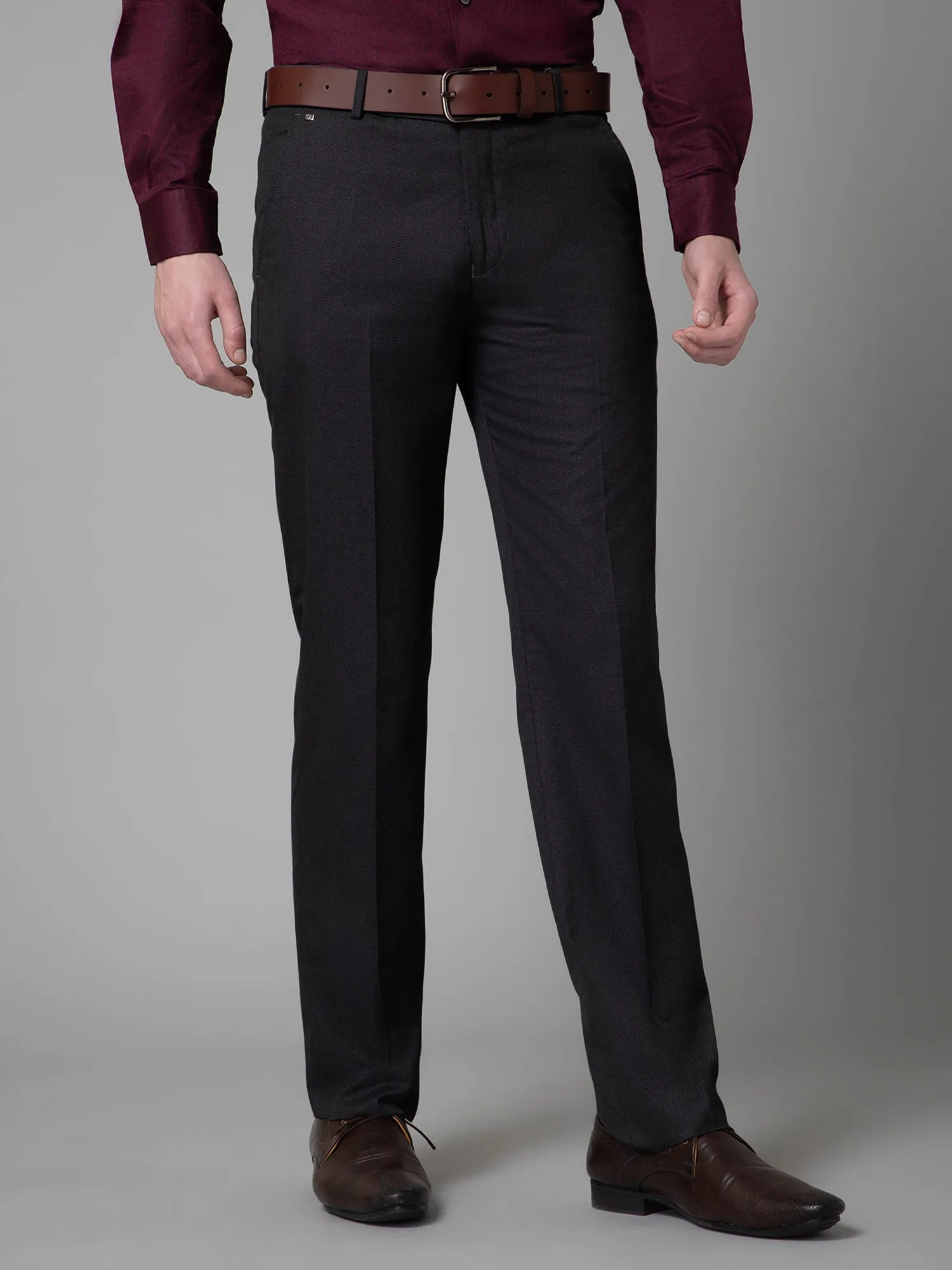 Men's Formal Flat front Charcoal Black  Trousers