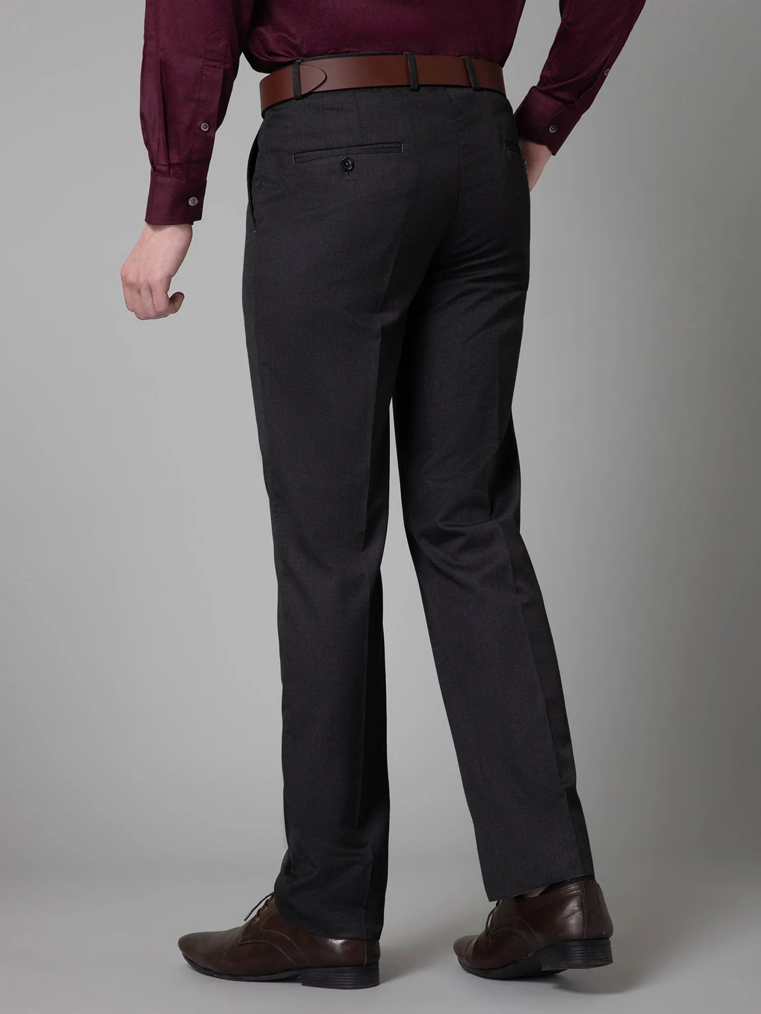 Men's Formal Flat front Charcoal Black  Trousers