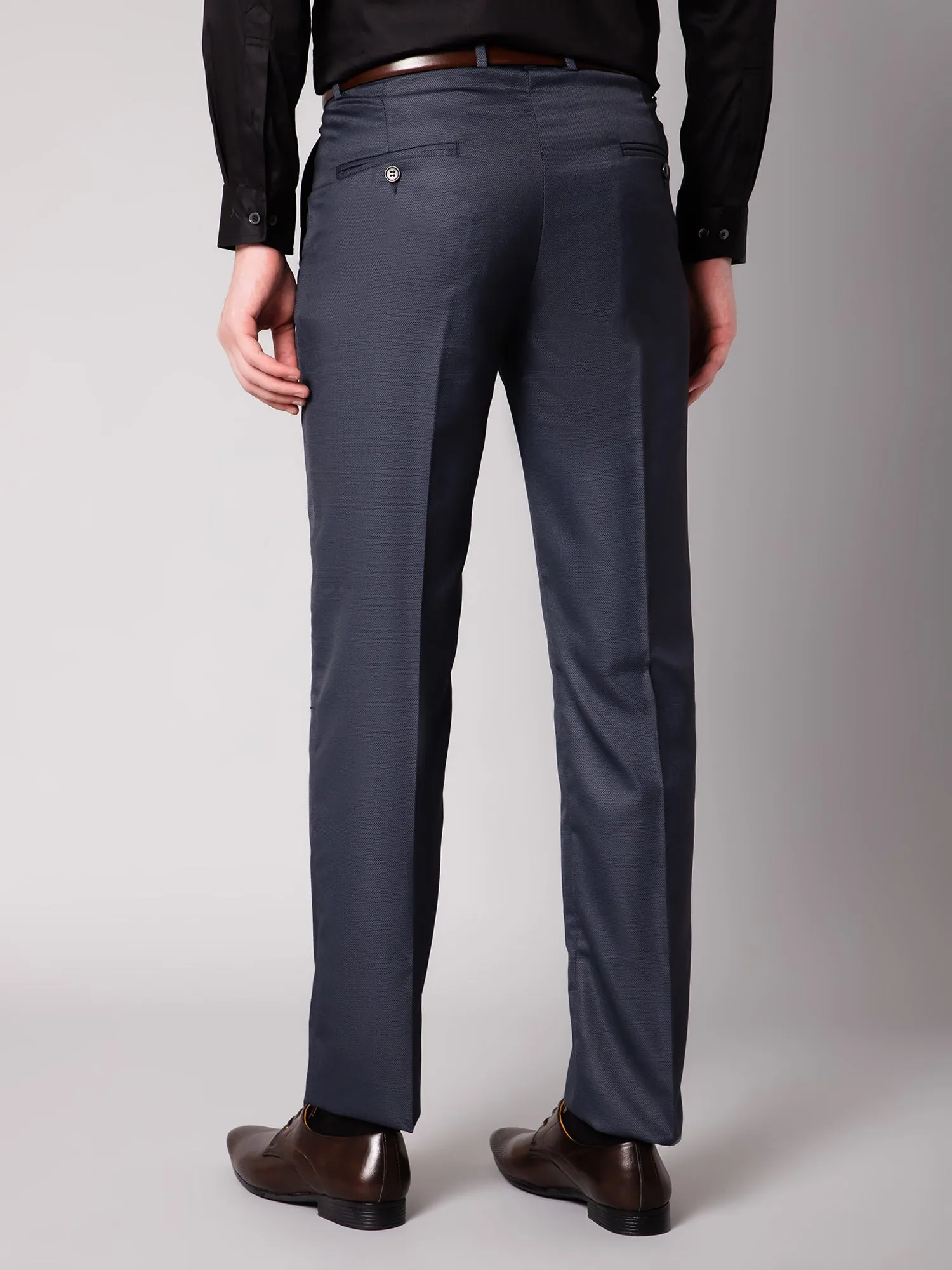 Men's Formal Flat front Dark Grey  Trousers