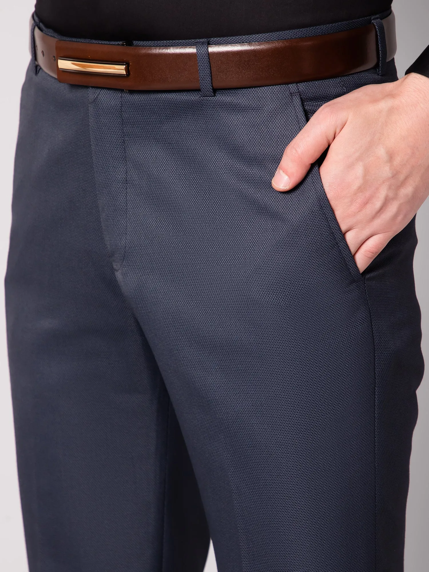 Men's Formal Flat front Dark Grey  Trousers