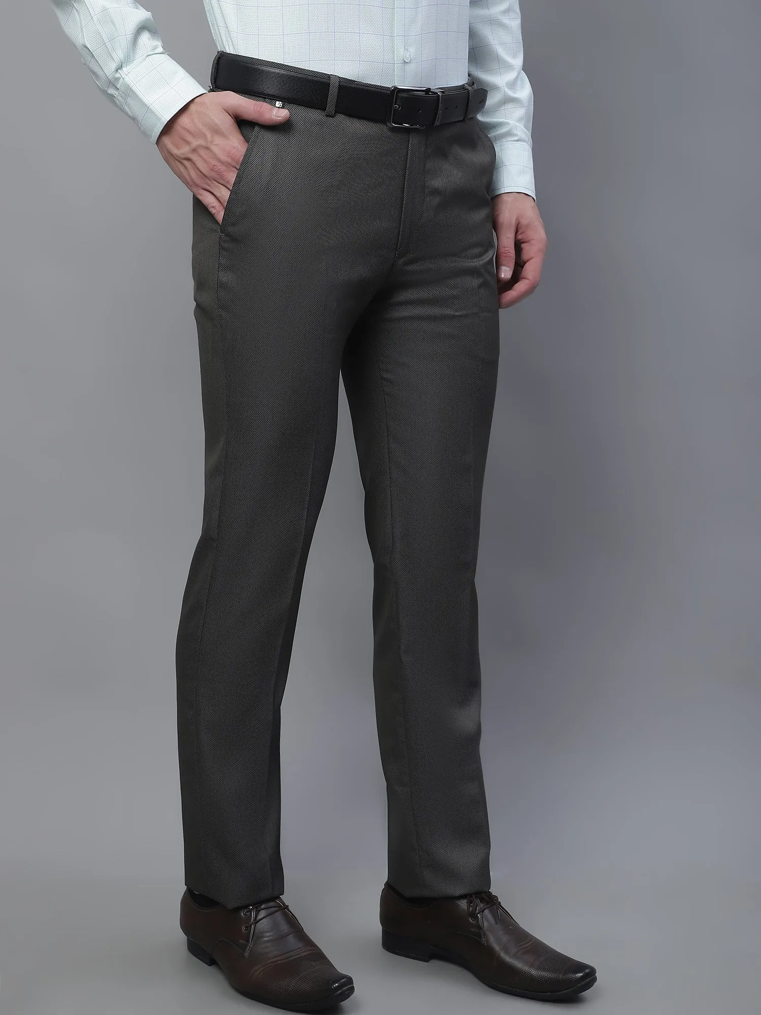 Men's Formal Flat front Olive Green  Trousers