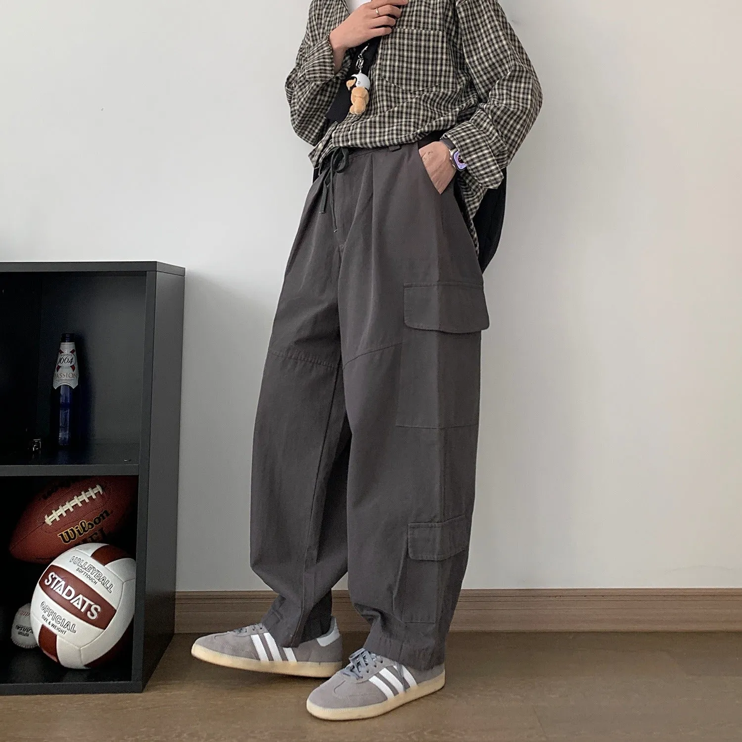 Men's Retro Loose Wide-Leg Cargo Pants