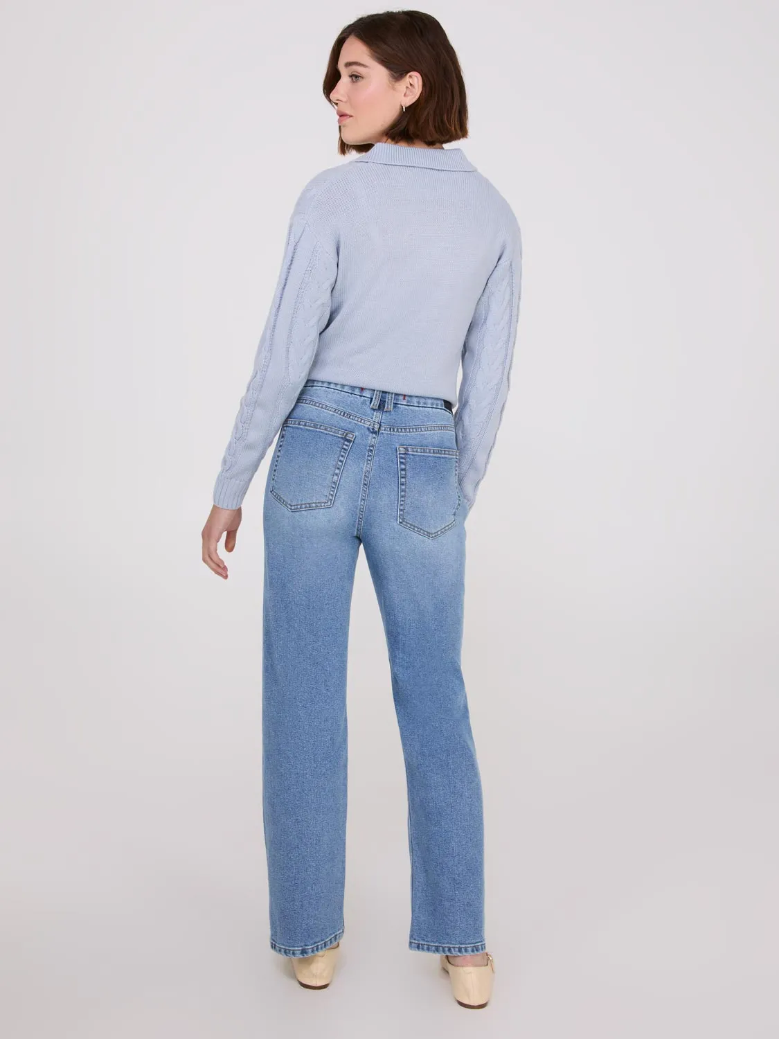 Mid-Rise Straight Leg Jeans