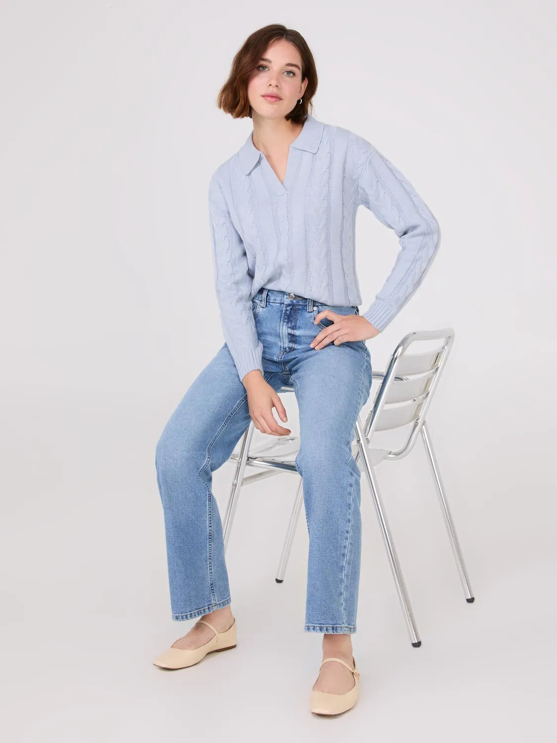 Mid-Rise Straight Leg Jeans