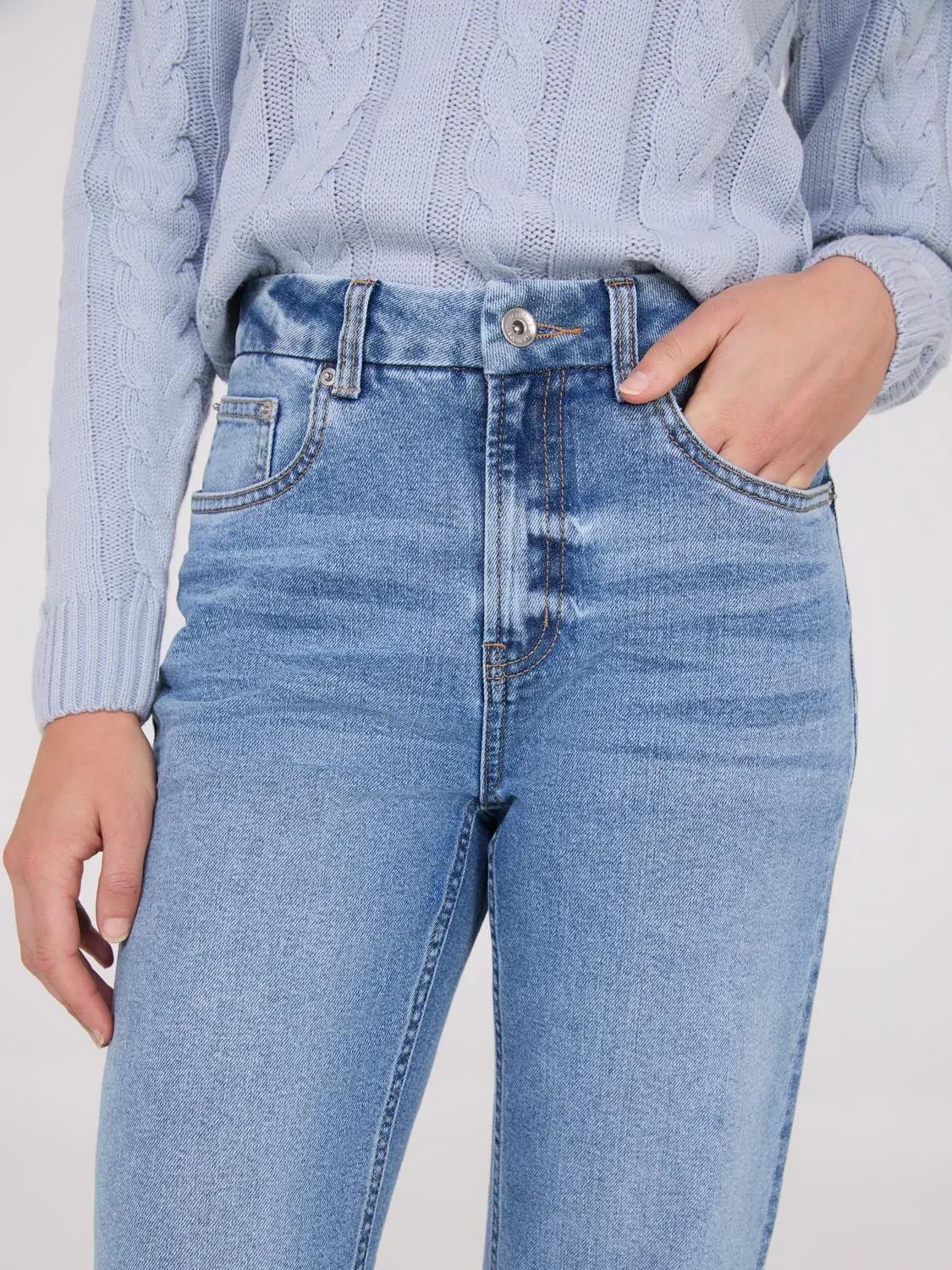 Mid-Rise Straight Leg Jeans