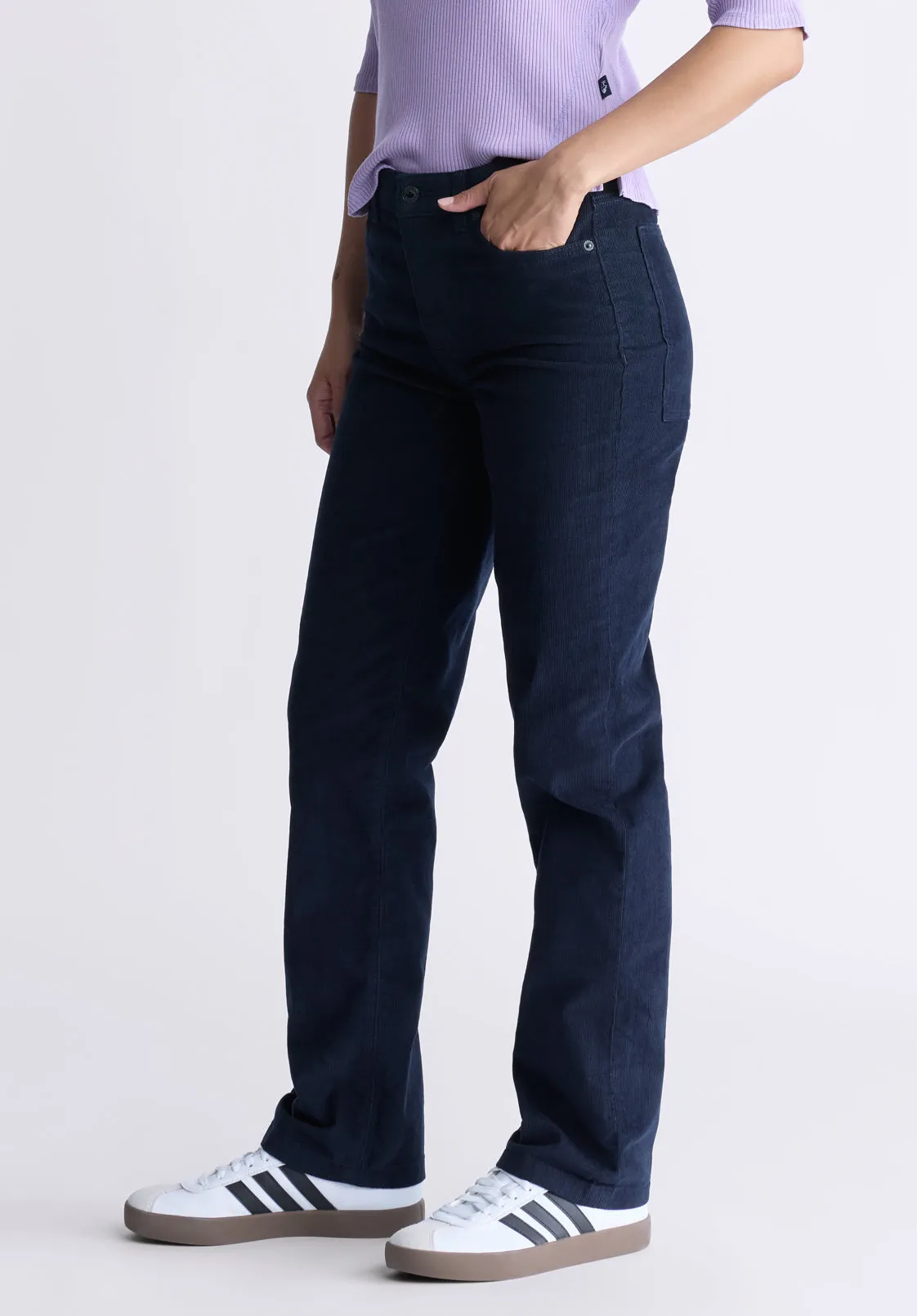 Mid Rise Straight Mary Women's Pants, Rinse Washed Navy - BL16007