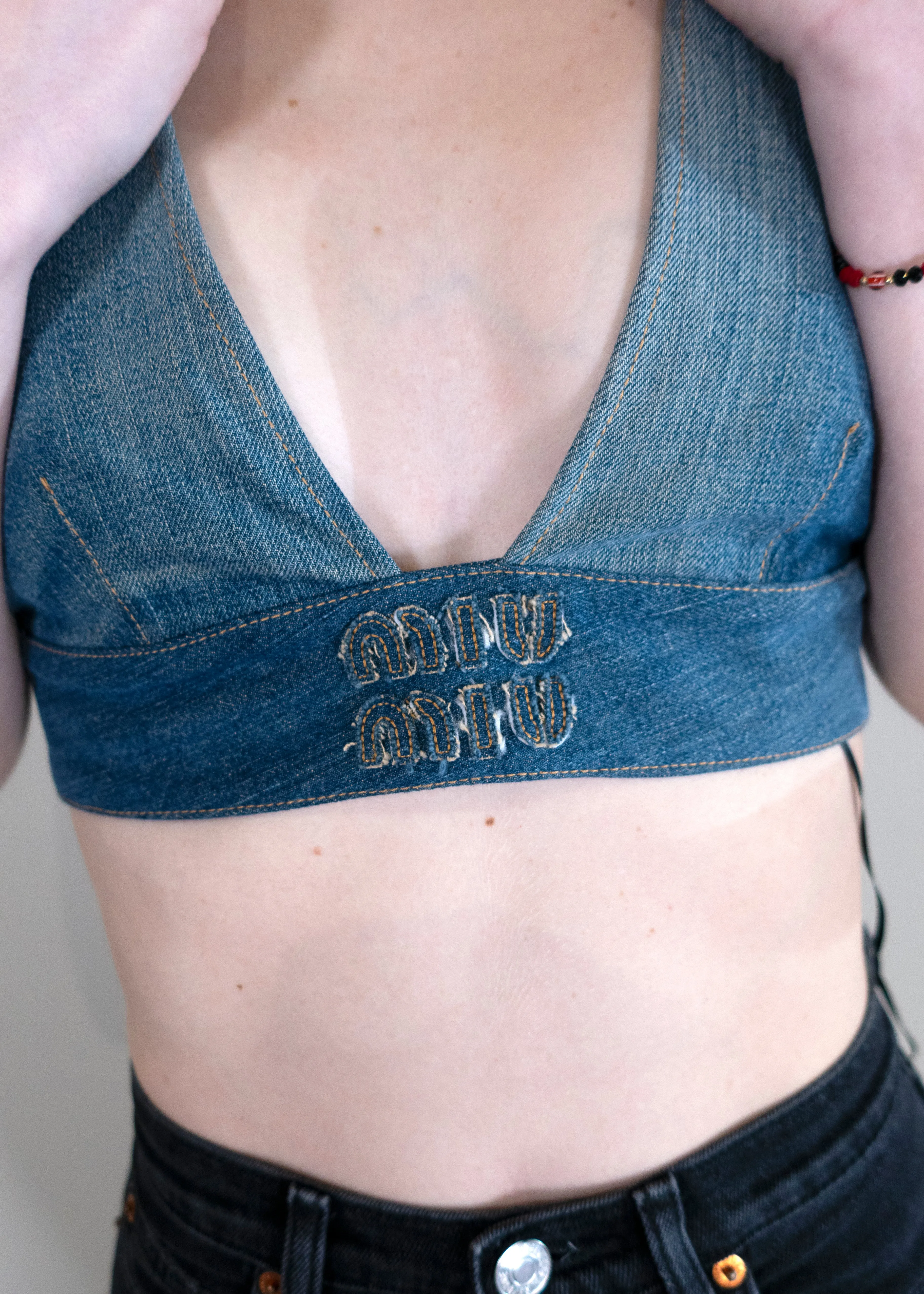 Miu Miu Cropped Denim Tank Top