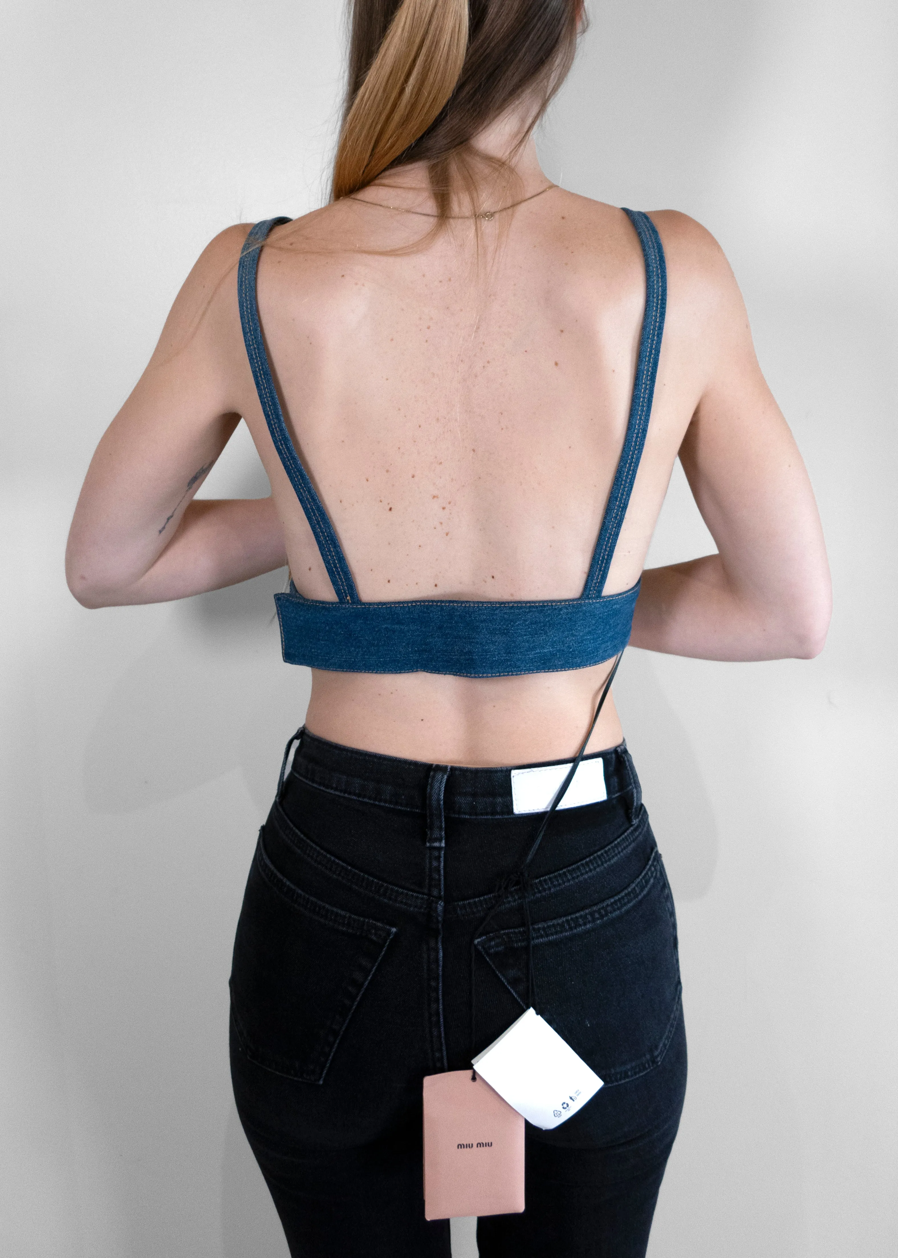 Miu Miu Cropped Denim Tank Top