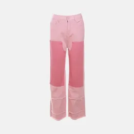 Nalise – Frayed hems – Pink panel pants