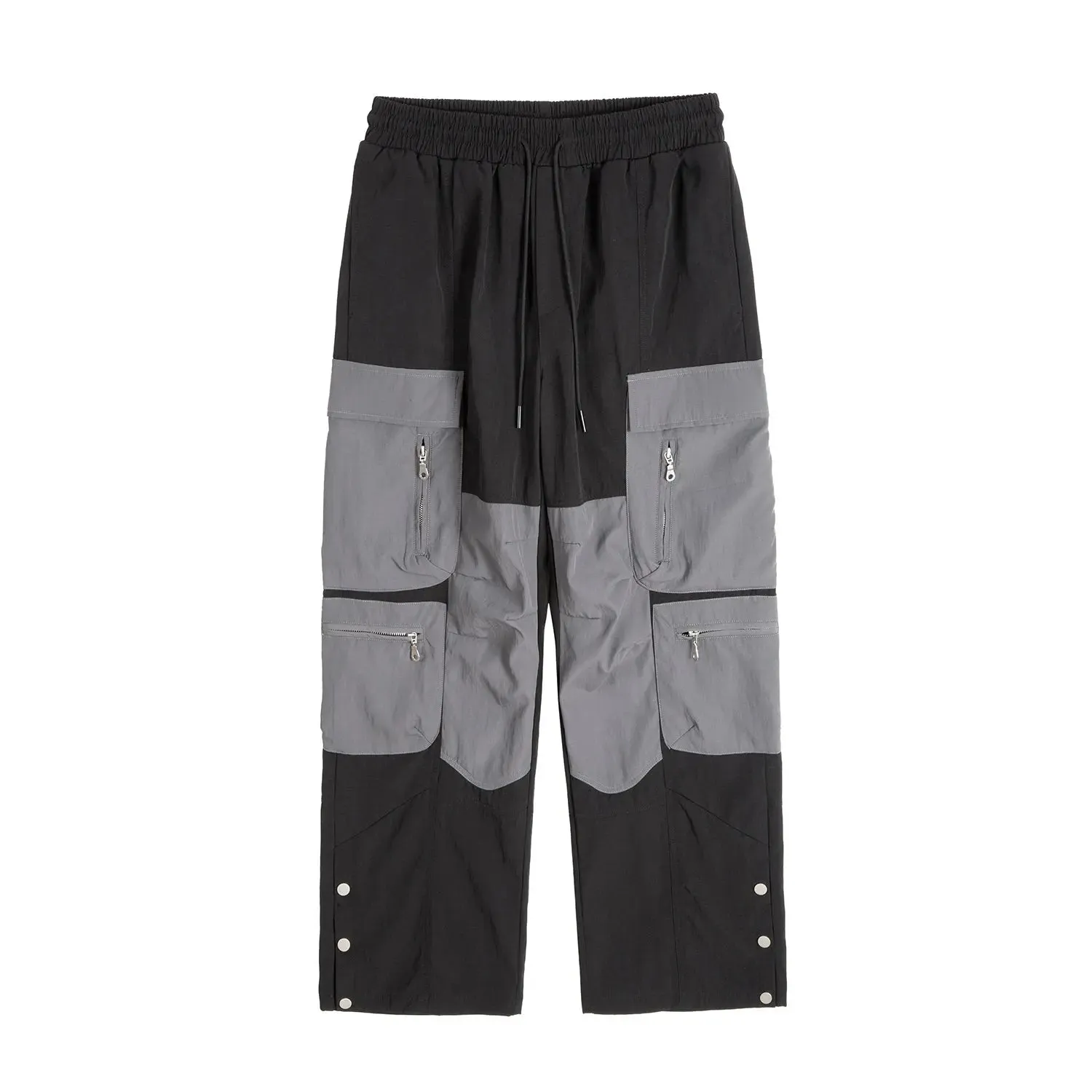 Nylon Zipper Patchwork Wide Cargo Pant