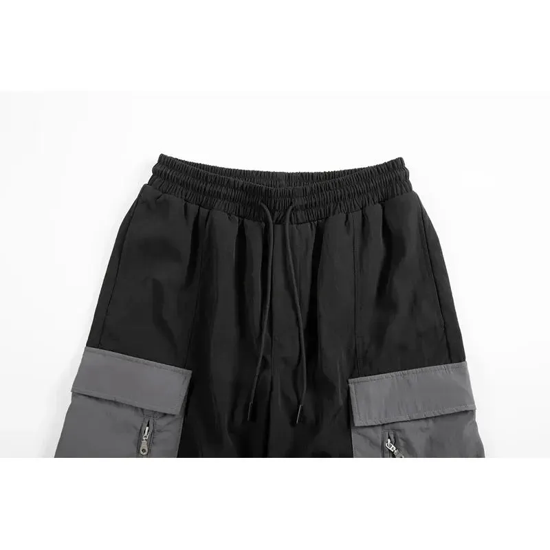 Nylon Zipper Patchwork Wide Cargo Pant