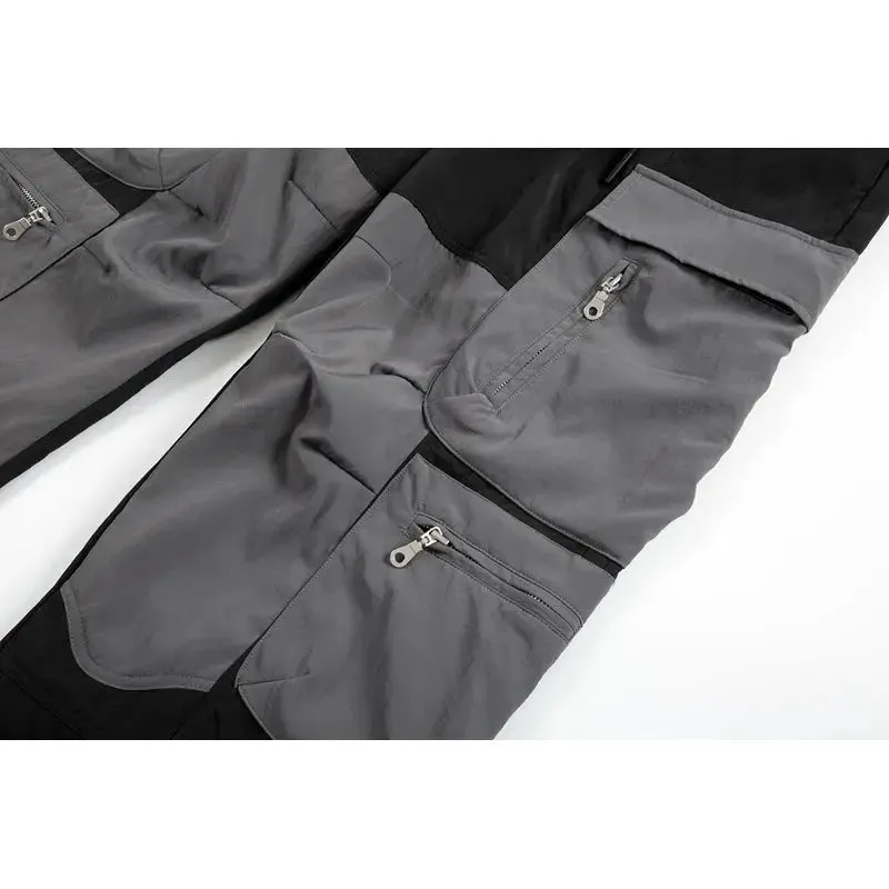 Nylon Zipper Patchwork Wide Cargo Pant