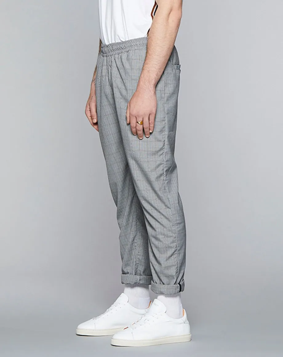 PALAZZO CHECKED MENS TROUSERS | GREY