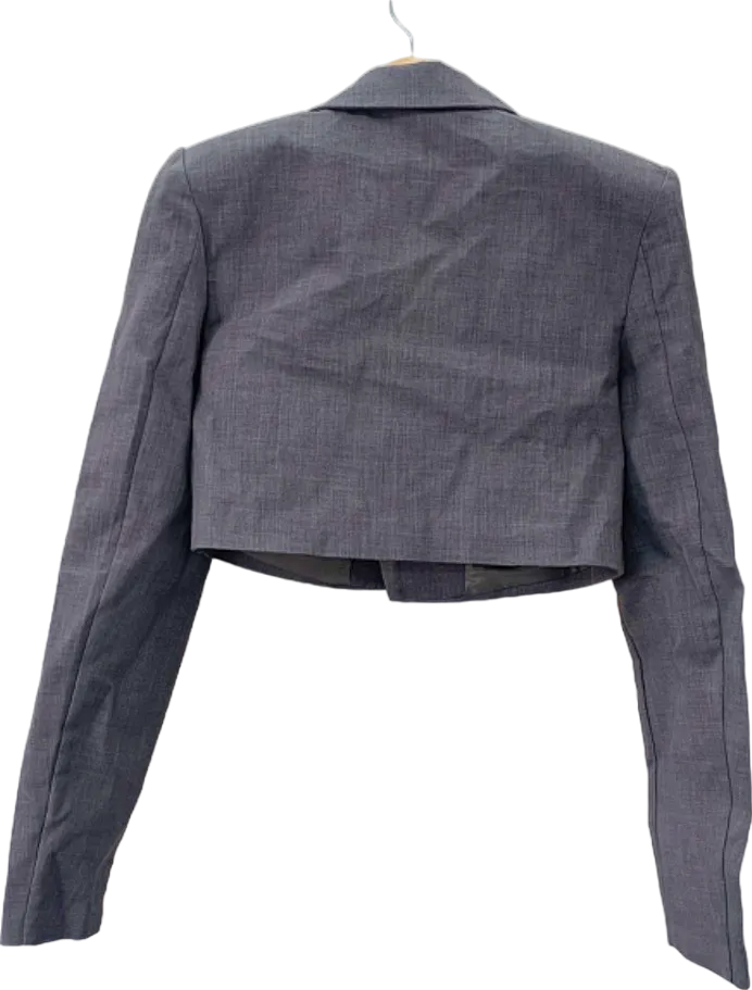 PLT Label Charcoal Tailored Cropped Blazer UK 8