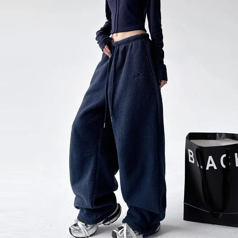 Polar fleece sweatpants women winter high waist casual warm pants