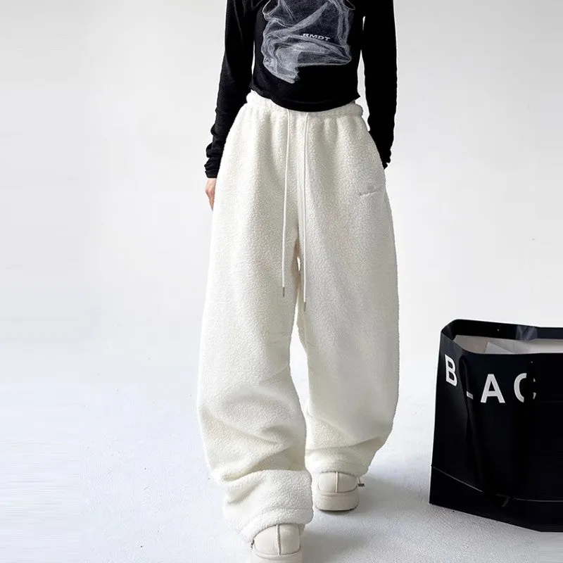 Polar fleece sweatpants women winter high waist casual warm pants